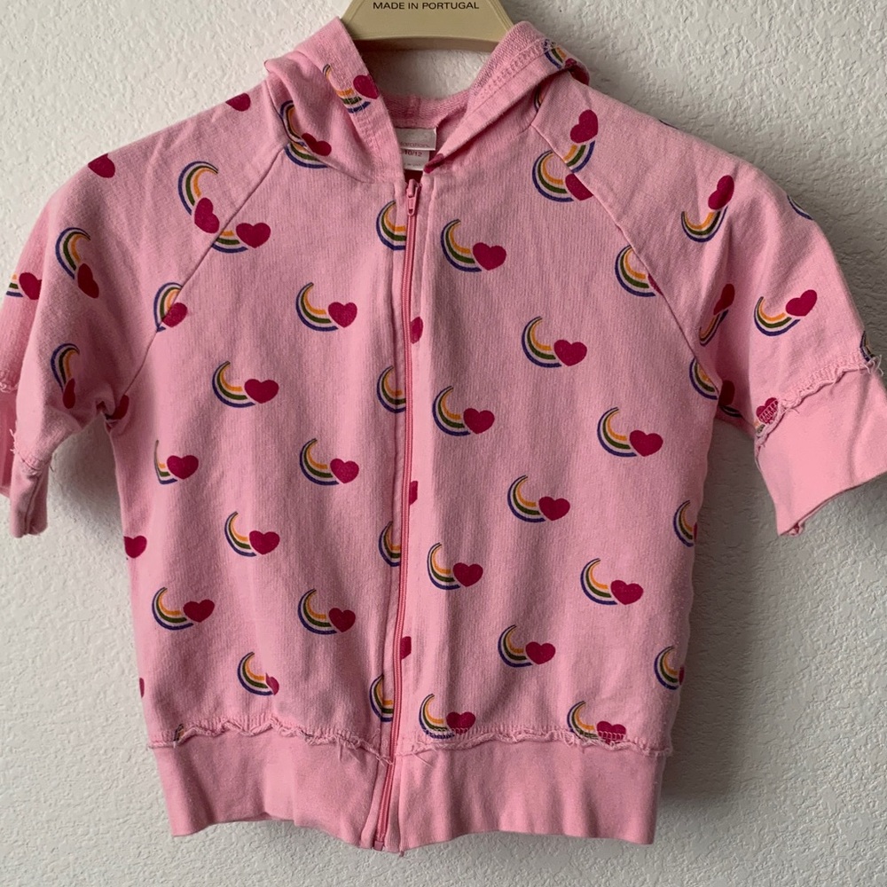 Xhilaration Pink Hoodie with Heart and Rainbow Design